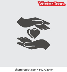 protecting hands icon isolated sign symbol and flat style for app, web and digital design. Vector illustration.