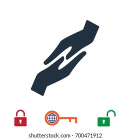 protecting hands icon, stock vector illustration flat design style