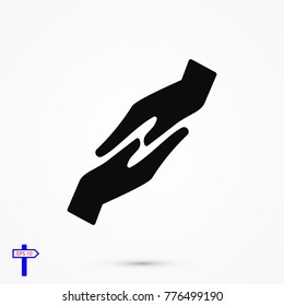 protecting hands icon, stock vector illustration flat design style