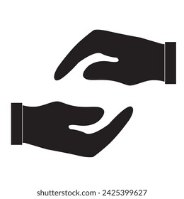 protecting hands icon, two, horizontal, isolated white, black, symbols,Health, medicine symbol,Healthcare hands,flat, care, safe, help, love, friendship,save