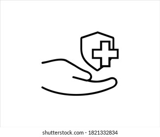 Protecting hands vector icon on white background