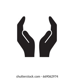 Protecting hands vector icon on white background