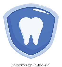 Protegendo o dente saudável dentro do escudo azul, saúde dentária e conceito de cuidados