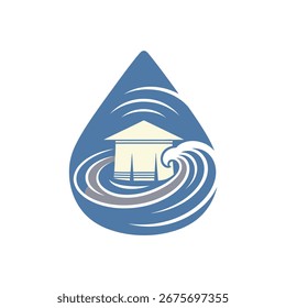 Proteger residências e comunidades de enchentes. Representação visual da resiliência às inundações.