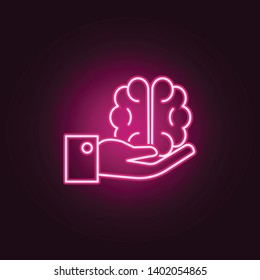 protecting human brain neon icon. Elements of Medecine set. Simple icon for websites, web design, mobile app, info graphics