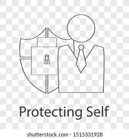 Protecting icon concept on transparency background. Business resilience idea concept. Line vector illustration use for your project.