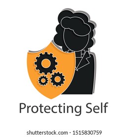 Protecting  icon concept on white background. Business resilience creative idea design. Flat vector illustration use for your project.