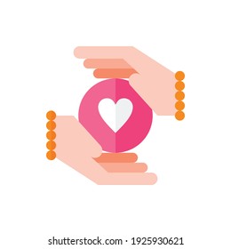 Protecting Love, Hand Protecting Flat Icon Logo Illustration Vector Isolated. Happy Mother's Day Icon-Set. Suitable for Web Design, Logo, App, and Upscale Your Business.