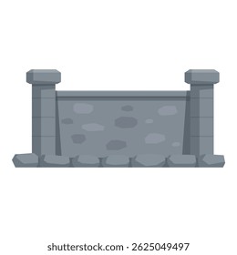 Protecting medieval castle, stone wall with pillars ensures security and defense