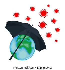 Protecting the planet Earth from coronavirus. Vector illustration