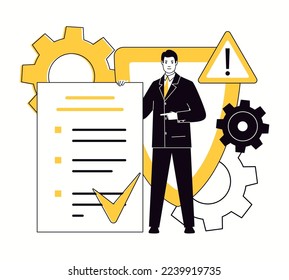 Protecting security of systems connected to Internet from risk of data loss, privacy and information storage. Vector characters flat cartoon illustration.