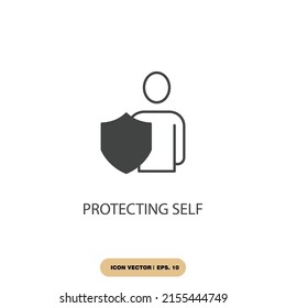 protección de elementos vectores de símbolos de autoiconos para web infográfica