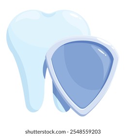 Protecting teeth with a shield, symbolizing dental hygiene and care