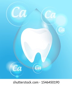 Protecting teeth from tooth decay 
caries. Calcium helper for teeth. Toothpaste advertisement with potassium.