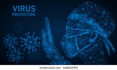 Protecting your face and hands from germs and viruses. A precautionary measure and prevention of diseases during an influenza epidemic.