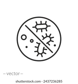 protection against bacteria icon, antibacterial property, stop virus, thin line symbol - editable stroke vector illustration