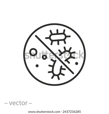 protection against bacteria icon, antibacterial property, stop virus, thin line symbol - editable stroke vector illustration