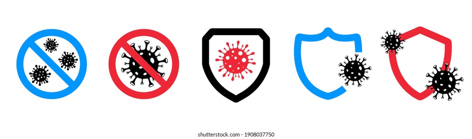 Protection against coronavirus icons. Labels for antiseptic package. Antibacterial gel sticker.