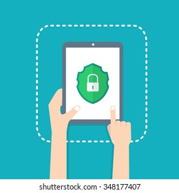 Protection against hacker concept, cybersecurity. Vector illustration