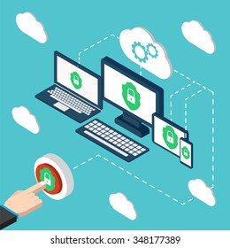 Protection against hacker concept. Vector illustration