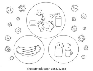 Protection against infectious diseases. Cold prevention. Preventing hay fever. Vector illustration.