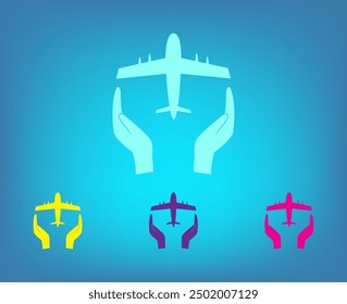 protection of air travel, insurance sign web icon. vector design