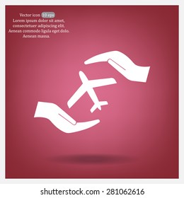 protection of air travel, insurance sign web icon. vector design