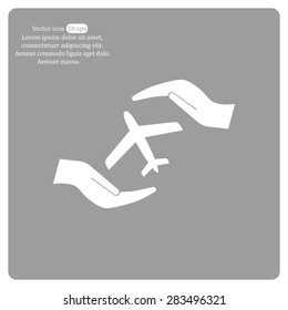 protection of air travel, insurance sign web icon. vector design
