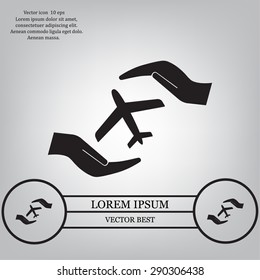 protection of air travel, insurance sign web icon. vector design