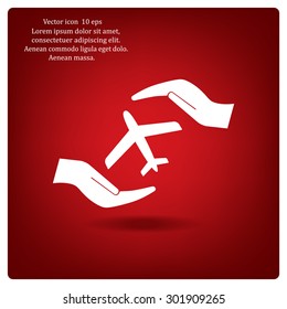 protection of air travel, insurance sign web icon. vector design