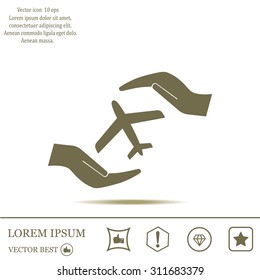 protection of air travel, insurance sign web icon. vector design