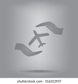 protection of air travel, insurance sign web icon. vector design
