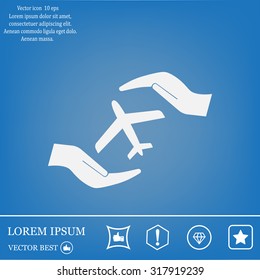 protection of air travel, insurance sign web icon. vector design