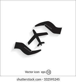 protection of air travel, insurance sign web icon. vector design
