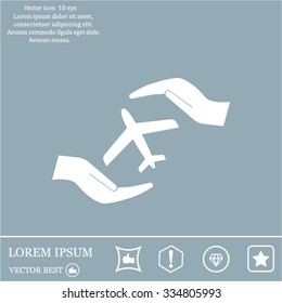 protection of air travel, insurance sign web icon. vector design