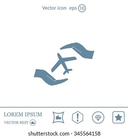 protection of air travel, insurance sign web icon. vector design