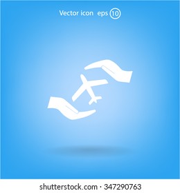 protection of air travel, insurance sign web icon. vector design