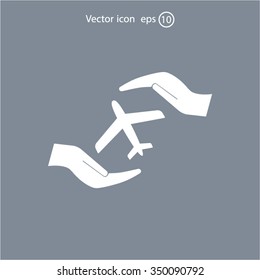protection of air travel, insurance sign web icon. vector design