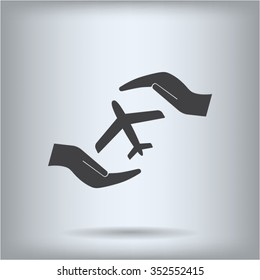 protection of air travel, insurance sign web icon. vector design
