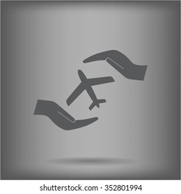 protection of air travel, insurance sign web icon. vector design