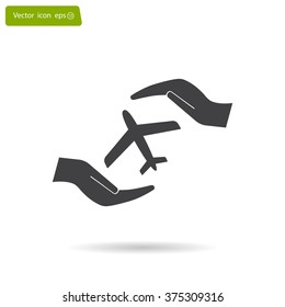 protection of air travel, insurance sign web icon. vector design