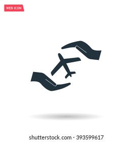 protection of air travel, insurance sign web icon. vector design