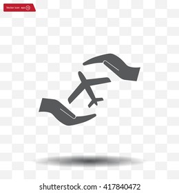 protection of air travel, insurance sign web icon. vector design