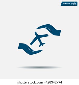 protection of air travel, insurance sign web icon. vector design