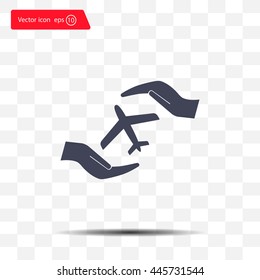 protection of air travel, insurance sign web icon. vector design
