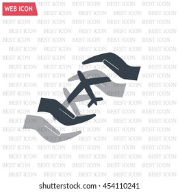 protection of air travel, insurance sign web icon. vector design