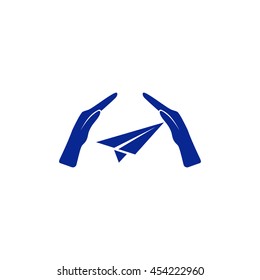 protection of air travel, insurance sign web icon. vector design