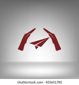 protection of air travel, insurance sign web icon. vector design