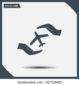 protection of air travel, insurance sign web icon. vector design