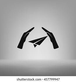 protection of air travel, insurance sign web icon. vector design